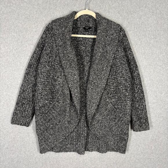 Talbots‎  Cardigan Sweater Womens Large Charcoal Chunky Heavy Speckled Ribbed - Picture 1 of 7
